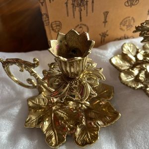 Virginia Metalcrafters Grape Cluster Chamber stick candle sticks  NIB Set of 2